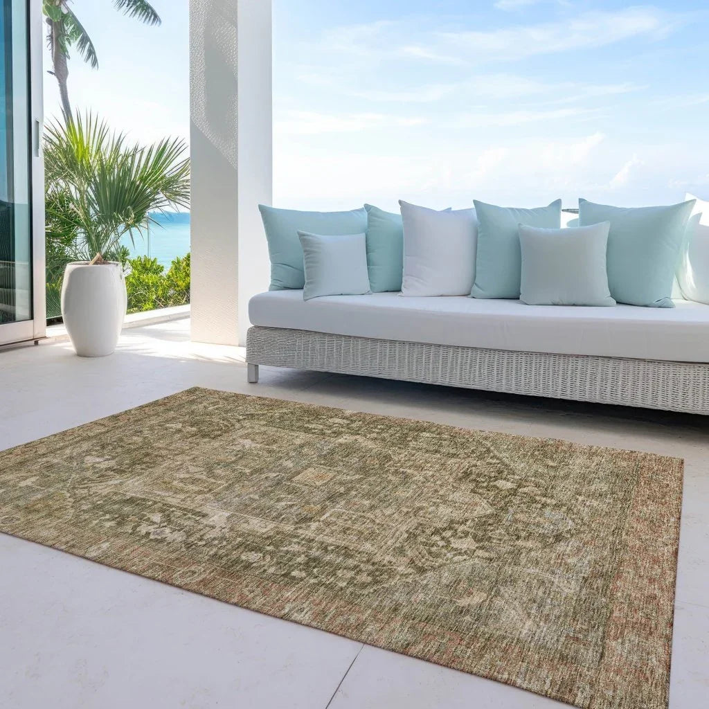 Clarina Green Washable Indoor - Outdoor Rug - LOOMLAN - LOOMLAN Rugs - Outdoor Rugs