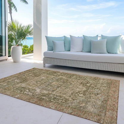 Clarina Green Washable Indoor - Outdoor Rug - LOOMLAN - LOOMLAN Rugs - Outdoor Rugs
