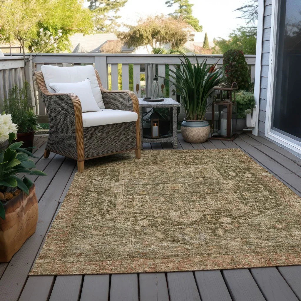 Clarina Green Washable Indoor - Outdoor Rug - LOOMLAN - LOOMLAN Rugs - Outdoor Rugs