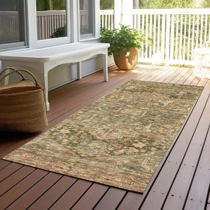 Clarina Green Washable Indoor - Outdoor Rug - LOOMLAN - LOOMLAN Rugs - Outdoor Rugs