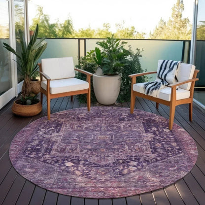 Clarina Purple Washable Indoor - Outdoor Rug - LOOMLAN - LOOMLAN Rugs - Outdoor Rugs