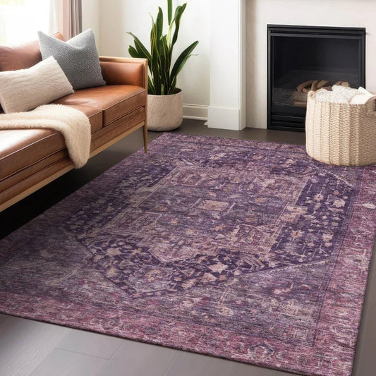 Clarina Purple Washable Indoor - Outdoor Rug - LOOMLAN - LOOMLAN Rugs - Outdoor Rugs