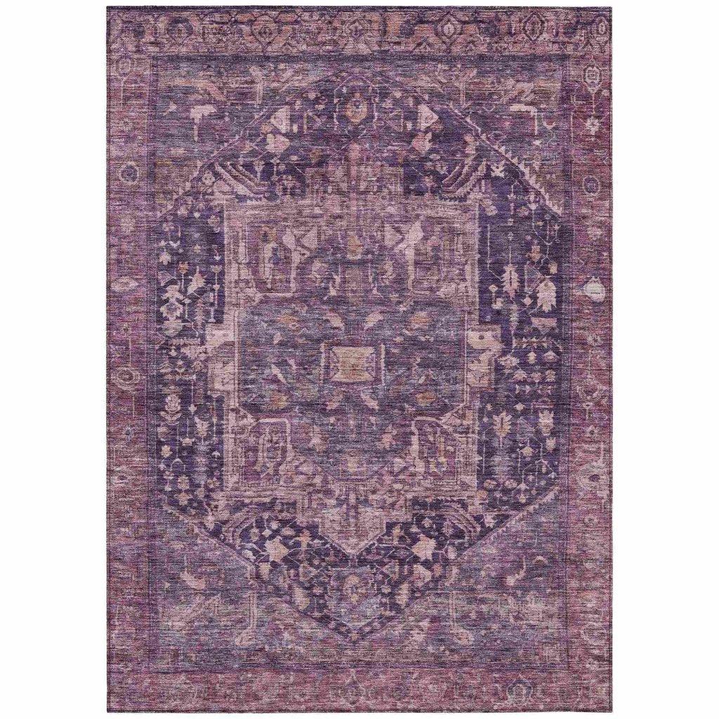 Clarina Purple Washable Indoor - Outdoor Rug - LOOMLAN - LOOMLAN Rugs - Outdoor Rugs