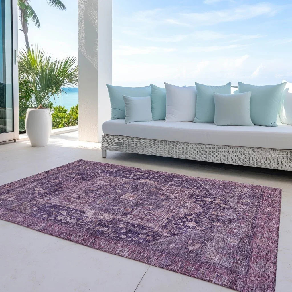 Clarina Purple Washable Indoor - Outdoor Rug - LOOMLAN - LOOMLAN Rugs - Outdoor Rugs