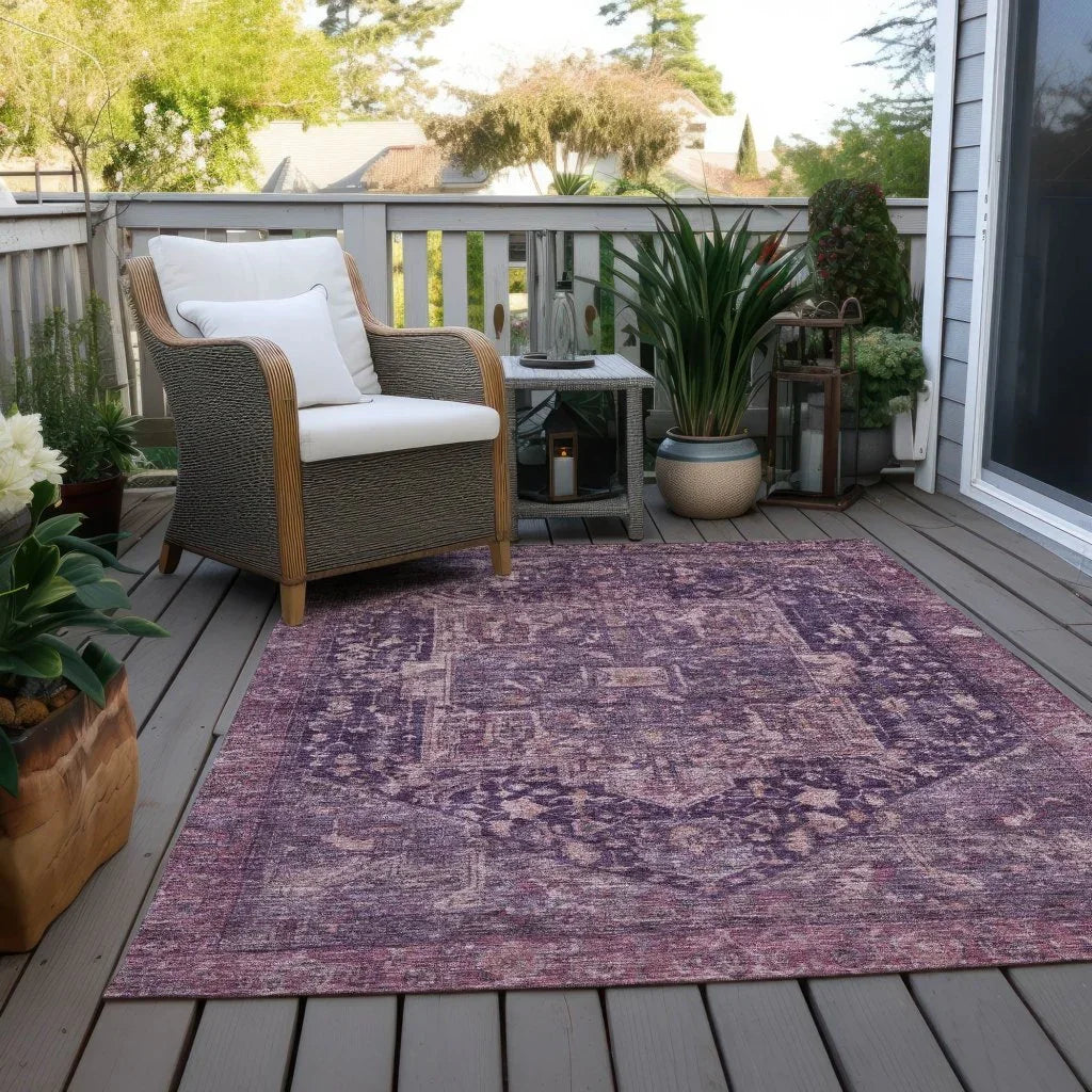 Clarina Purple Washable Indoor - Outdoor Rug - LOOMLAN - LOOMLAN Rugs - Outdoor Rugs