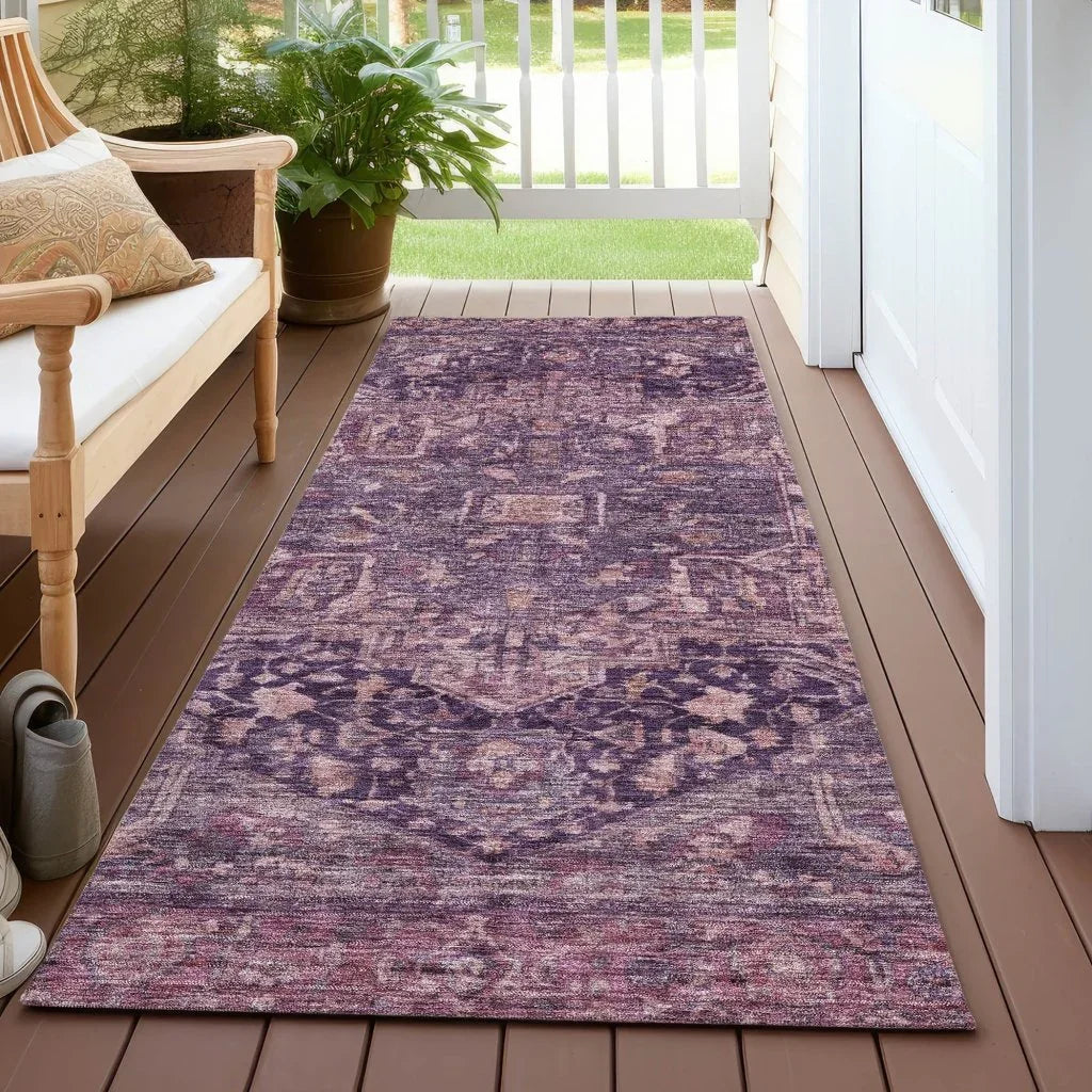 Clarina Purple Washable Indoor - Outdoor Rug - LOOMLAN - LOOMLAN Rugs - Outdoor Rugs