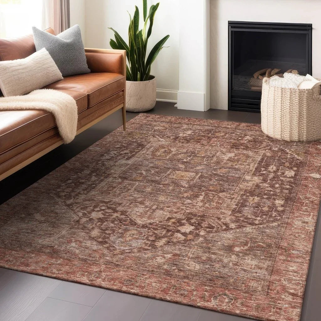 Clarina Red Washable Indoor - Outdoor Rug - LOOMLAN - LOOMLAN Rugs - Outdoor Rugs