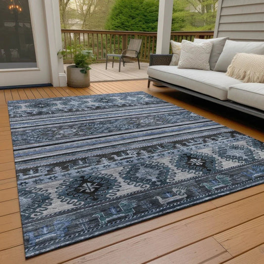 Claritha Blue Washable Indoor - Outdoor Rug - LOOMLAN - LOOMLAN Rugs - Outdoor Rugs