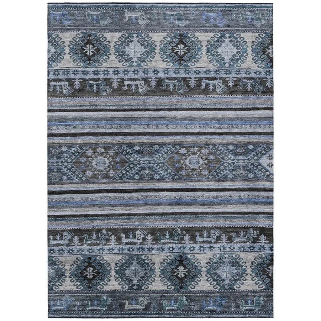 Claritha Blue Washable Indoor - Outdoor Rug - LOOMLAN - LOOMLAN Rugs - Outdoor Rugs