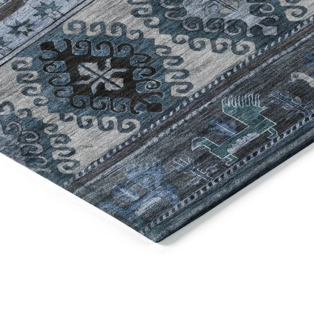 Claritha Blue Washable Indoor - Outdoor Rug - LOOMLAN - LOOMLAN Rugs - Outdoor Rugs