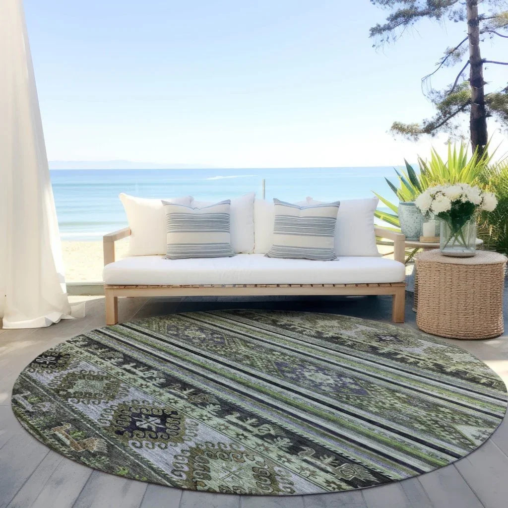 Claritha Green Washable Indoor - Outdoor Rug - LOOMLAN - LOOMLAN Rugs - Outdoor Rugs