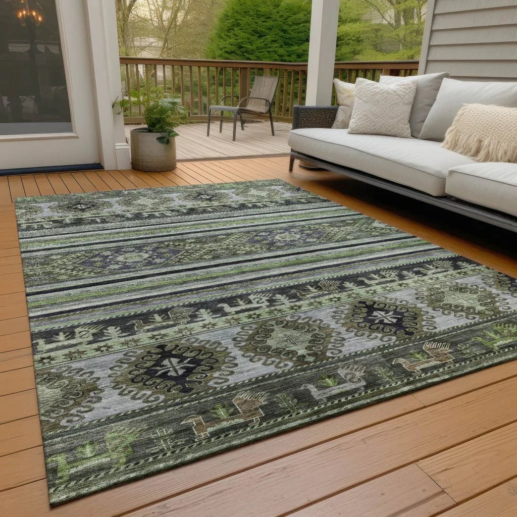 Claritha Green Washable Indoor - Outdoor Rug - LOOMLAN - LOOMLAN Rugs - Outdoor Rugs