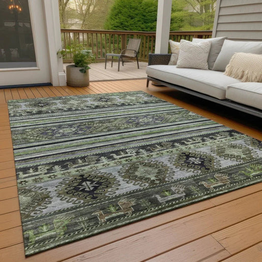 Claritha Green Washable Indoor - Outdoor Rug - LOOMLAN - LOOMLAN Rugs - Outdoor Rugs