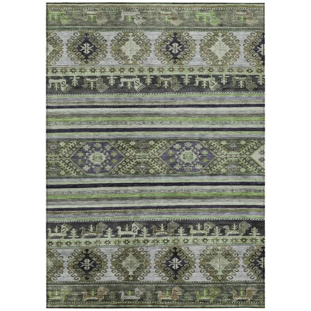 Claritha Green Washable Indoor - Outdoor Rug - LOOMLAN - LOOMLAN Rugs - Outdoor Rugs