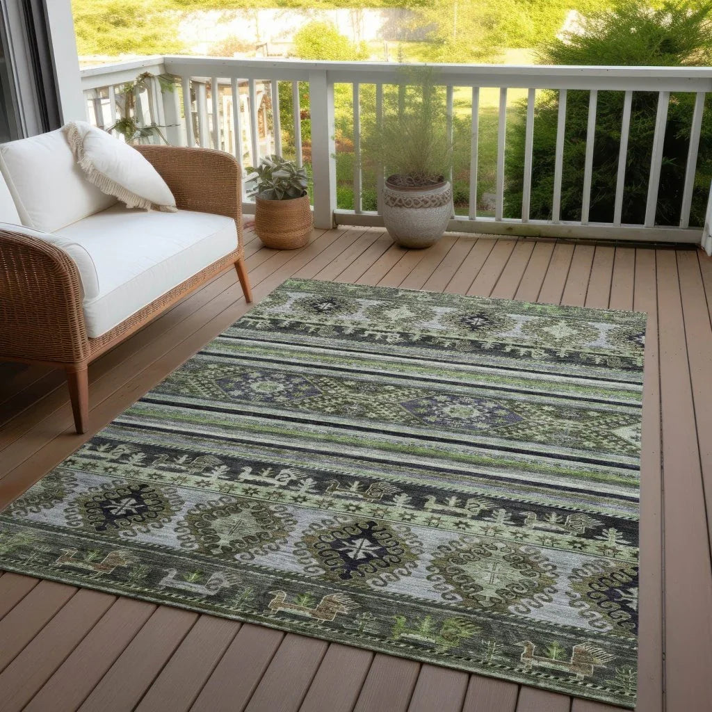 Claritha Green Washable Indoor - Outdoor Rug - LOOMLAN - LOOMLAN Rugs - Outdoor Rugs