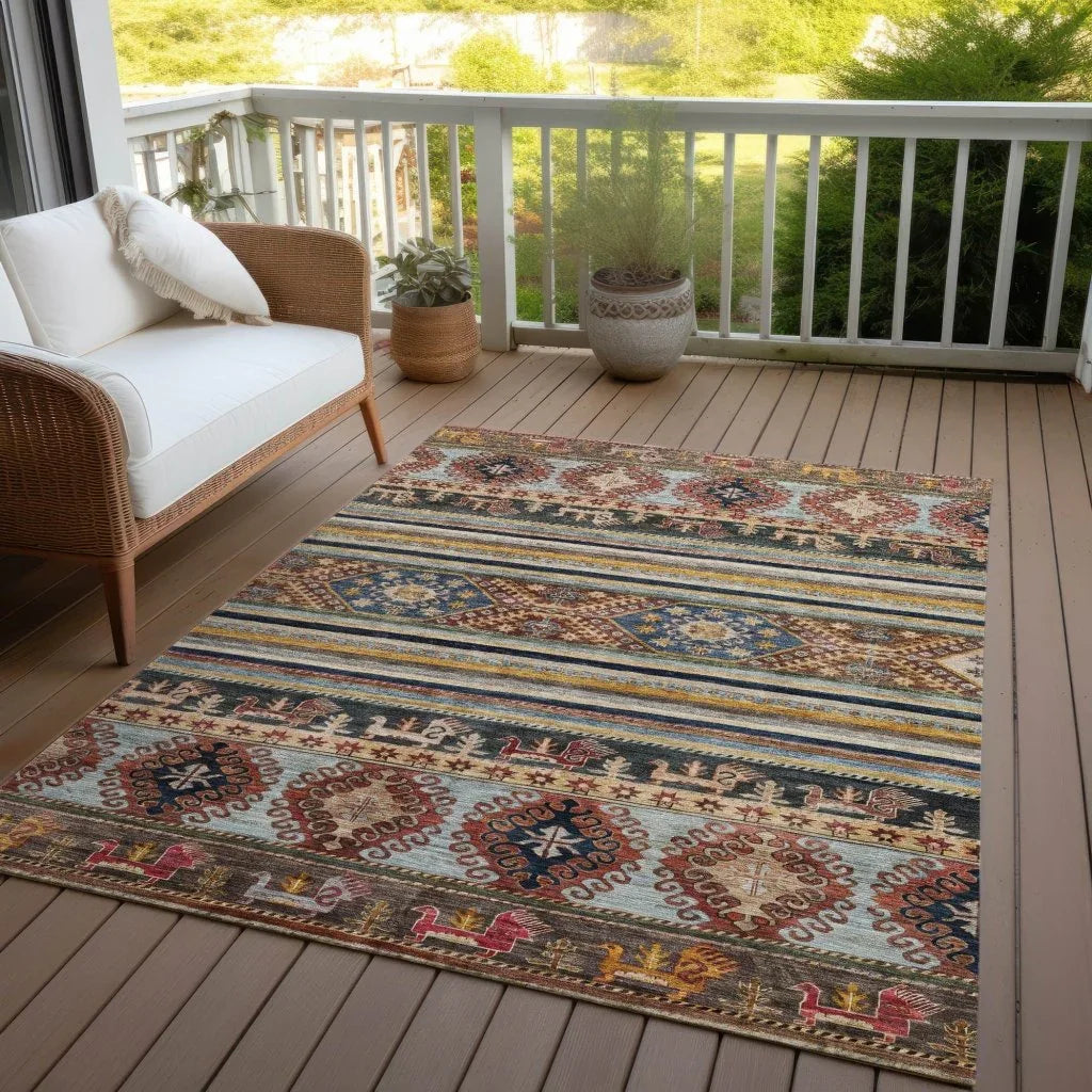 Claritha Orange Washable Indoor - Outdoor Rug - LOOMLAN - LOOMLAN Rugs - Outdoor Rugs