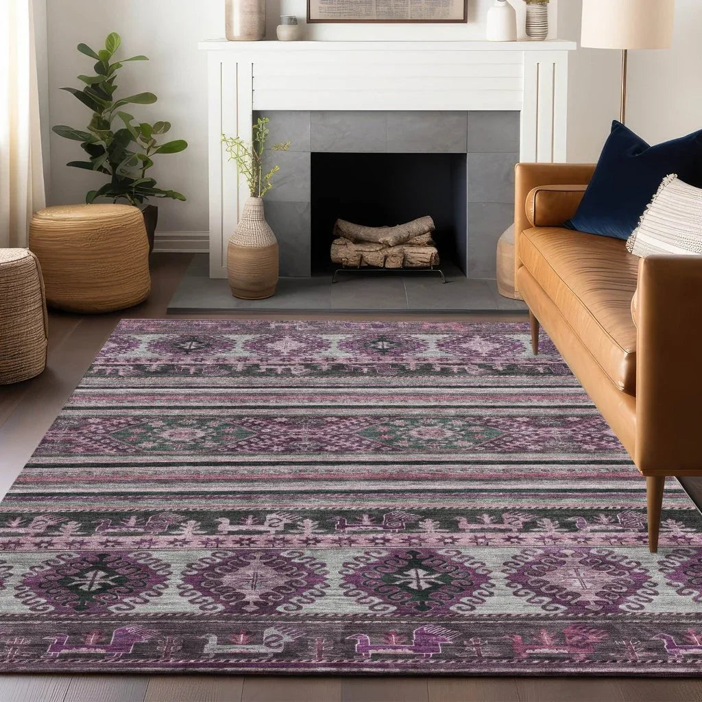 Claritha Purple Washable Indoor - Outdoor Rug - LOOMLAN - LOOMLAN Rugs - Outdoor Rugs
