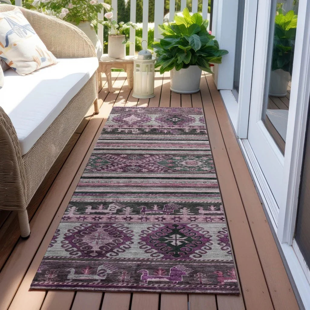Claritha Purple Washable Indoor - Outdoor Rug - LOOMLAN - LOOMLAN Rugs - Outdoor Rugs