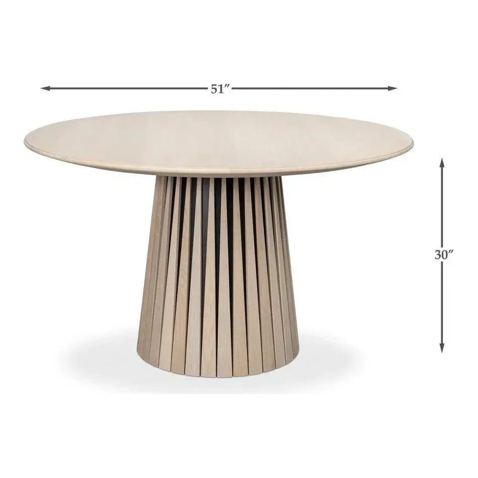 Clark Rustic Oak Finished Round Dining Table-Dining Tables-Sarreid-LOOMLAN