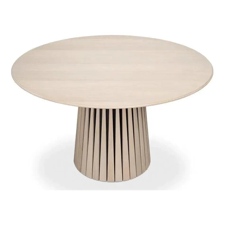 Clark Rustic Oak Finished Round Dining Table-Dining Tables-Sarreid-LOOMLAN