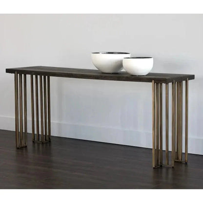 Classic Wood Console Table With Brass Legs - LOOMLAN - SUNPAN - Console Tables