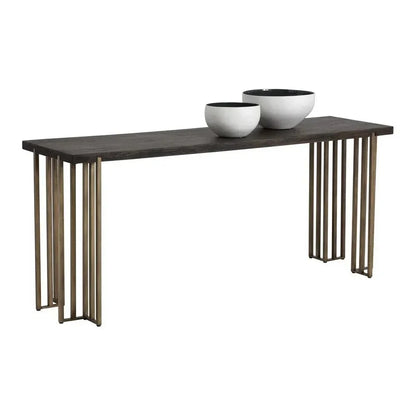 Classic Wood Console Table With Brass Legs - LOOMLAN - SUNPAN - Console Tables