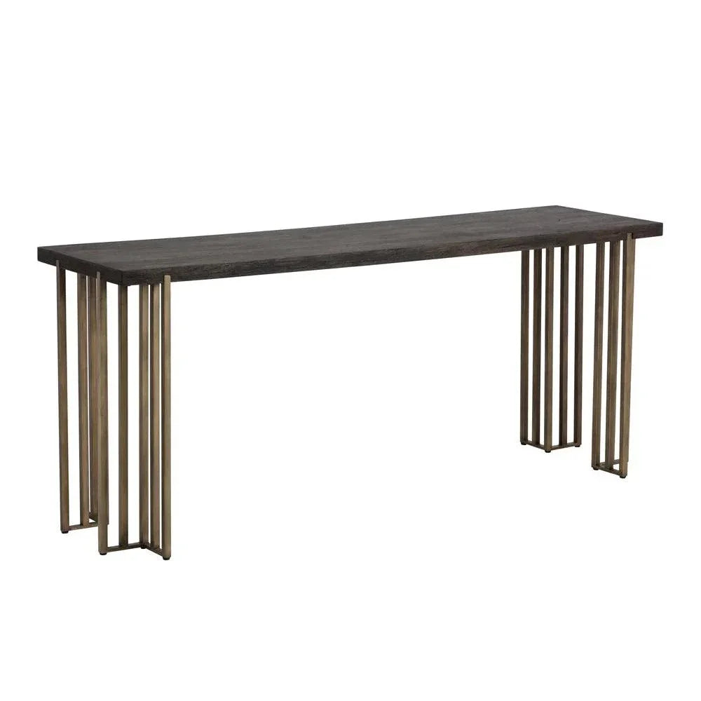 Classic Wood Console Table With Brass Legs - LOOMLAN - SUNPAN - Console Tables