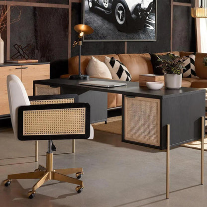 Claudette Office Chair Linoso With Gold Base-Office Chairs-SUNPAN-LOOMLAN