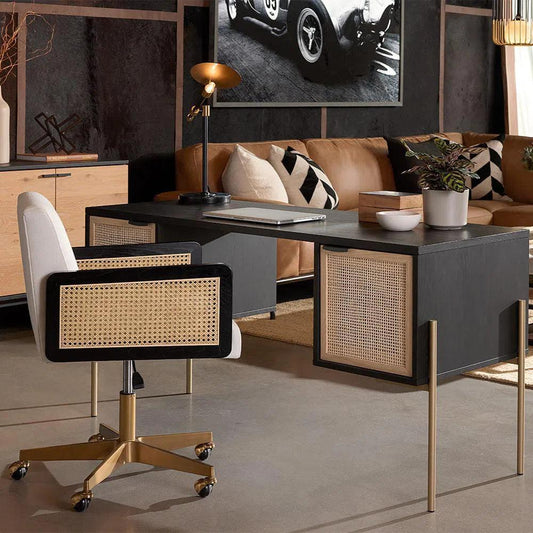 Claudette Office Chair Linoso With Gold Base-Office Chairs-SUNPAN-LOOMLAN