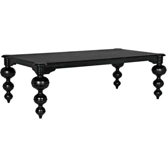Claudio Wood Black Rectangle Dining Table-Dining Tables-Noir-LOOMLAN