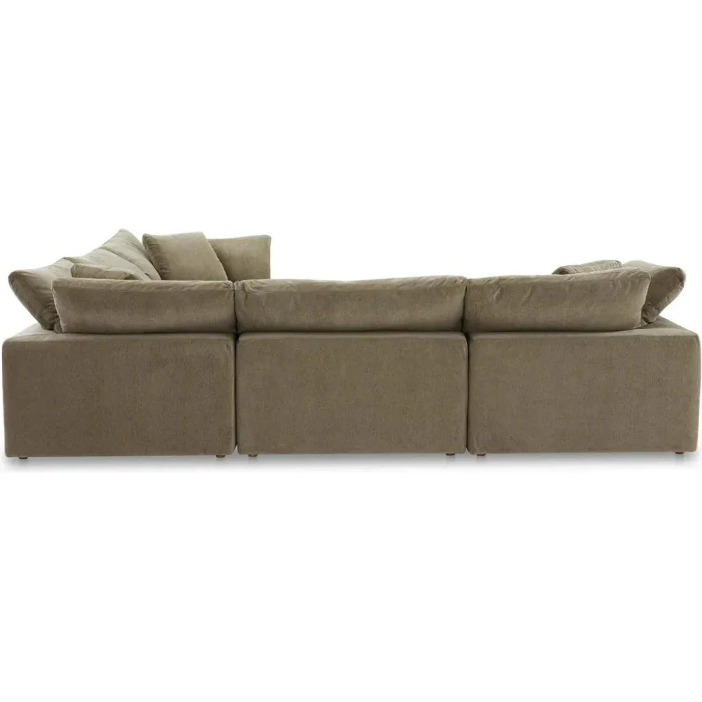 Clay Classic Performance Fabric & Wood Green L Modular Sectional-Modular Sofas-Moe's Home-LOOMLAN