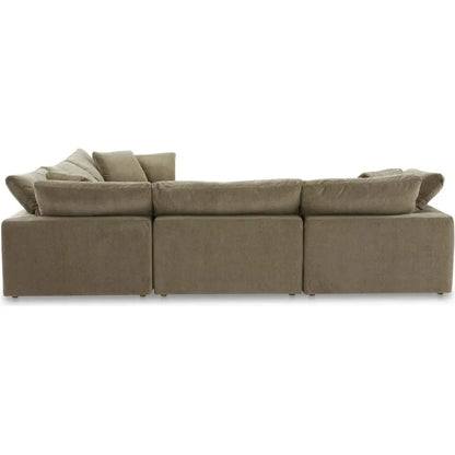 Clay Classic Performance Fabric & Wood Green L Modular Sectional-Modular Sofas-Moe's Home-LOOMLAN