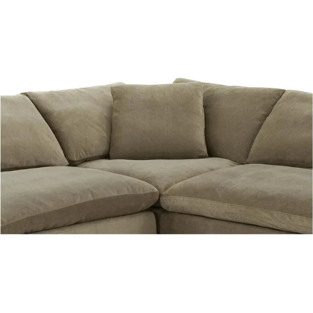 Clay Classic Performance Fabric & Wood Green L Modular Sectional-Modular Sofas-Moe's Home-LOOMLAN