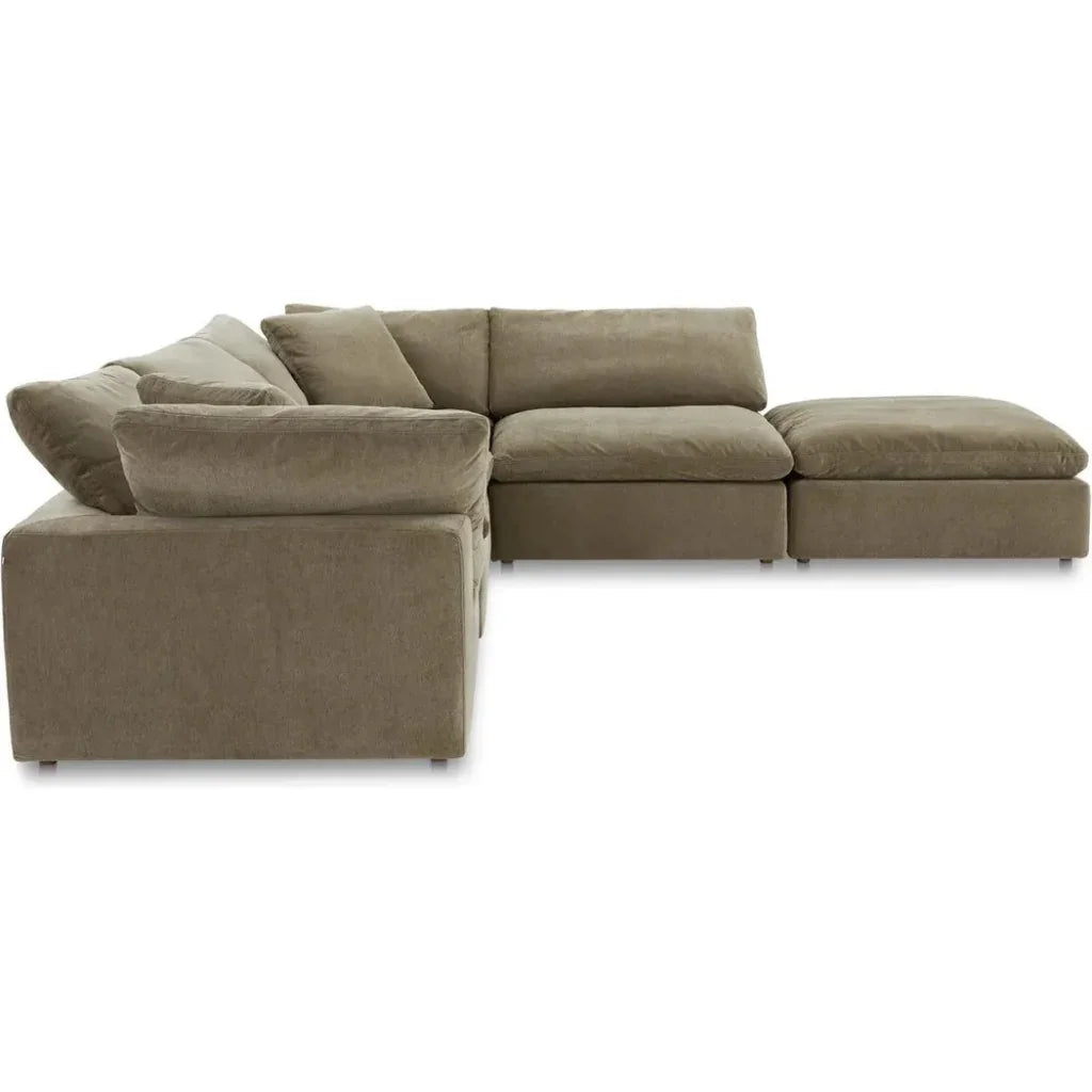 Clay Dream Performance Fabric & Wood Green Modular Sectional-Modular Sofas-Moe's Home-LOOMLAN