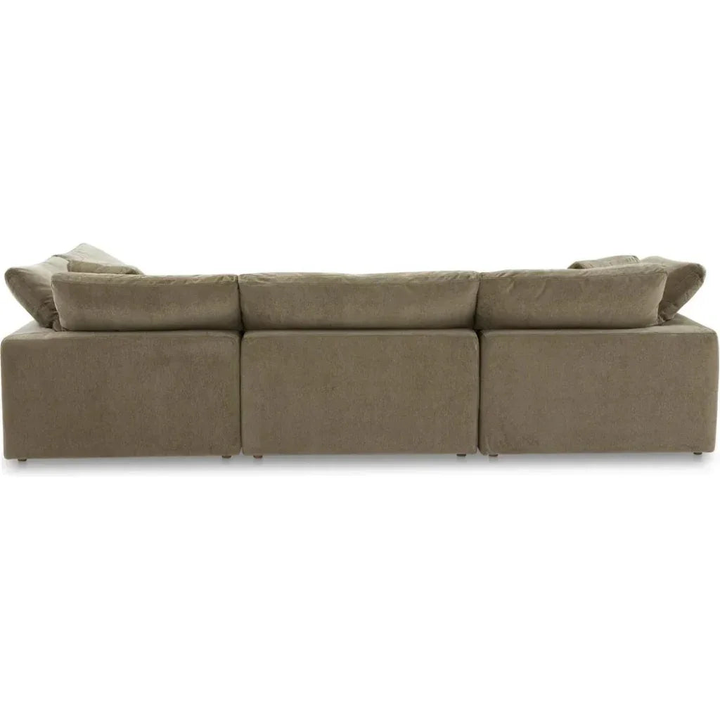 Clay Dream Performance Fabric & Wood Green Modular Sectional-Modular Sofas-Moe's Home-LOOMLAN