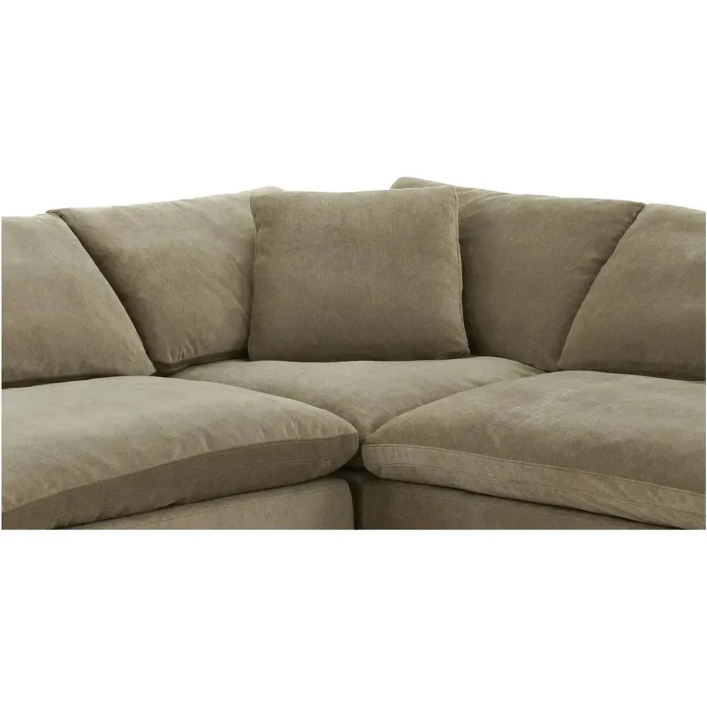 Clay Dream Performance Fabric & Wood Green Modular Sectional-Modular Sofas-Moe's Home-LOOMLAN