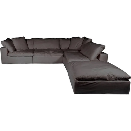 Clay Dream Wood Light Grey Modular Sectional-Modular Sofas-Moe's Home-LOOMLAN