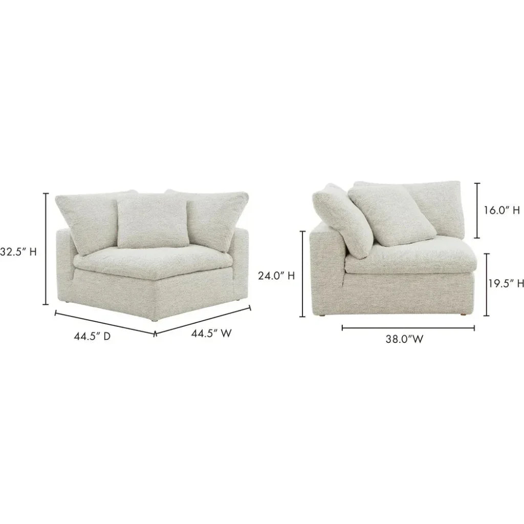 Clay Neverfear Light Grey Terra Modular Corner Chair-Modular Components-Moe's Home-LOOMLAN