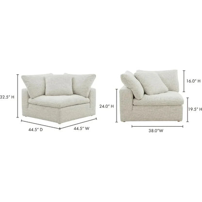 Clay Neverfear Light Grey Terra Modular Corner Chair-Modular Components-Moe's Home-LOOMLAN