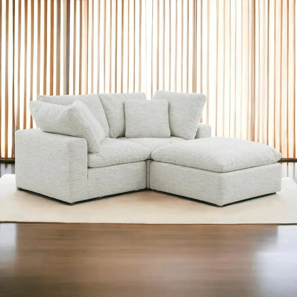 Clay Neverfear Light Grey Terra Modular Ottoman - LOOMLAN - Moe's Home - Ottomans