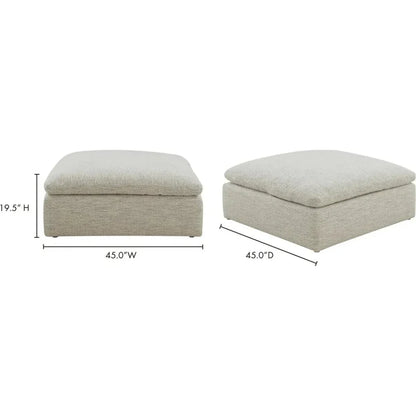 Clay Neverfear Light Grey Terra Modular Ottoman - LOOMLAN - Moe's Home - Ottomans