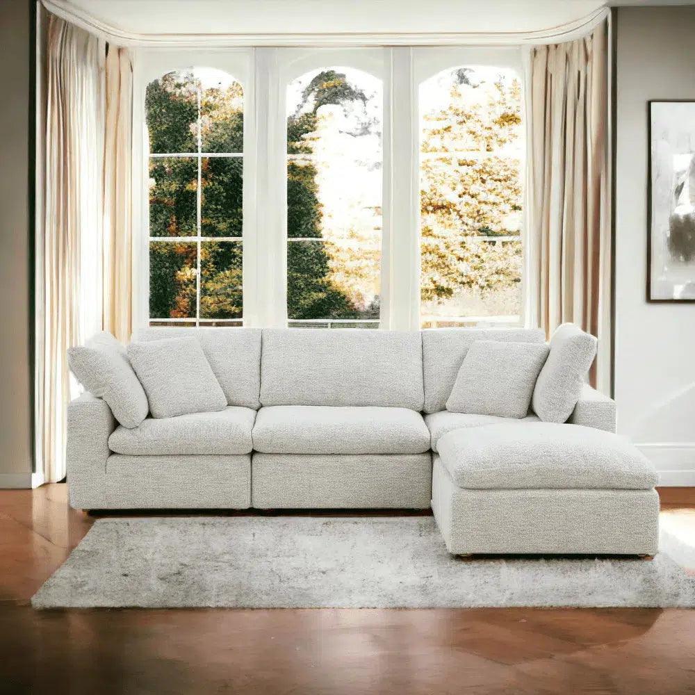 Clay Neverfear Light Grey Terra Modular Ottoman - LOOMLAN - Moe's Home - Ottomans