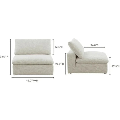 Clay Neverfear Light Grey Terra Modular Slipper Chair-Modular Components-Moe's Home-LOOMLAN