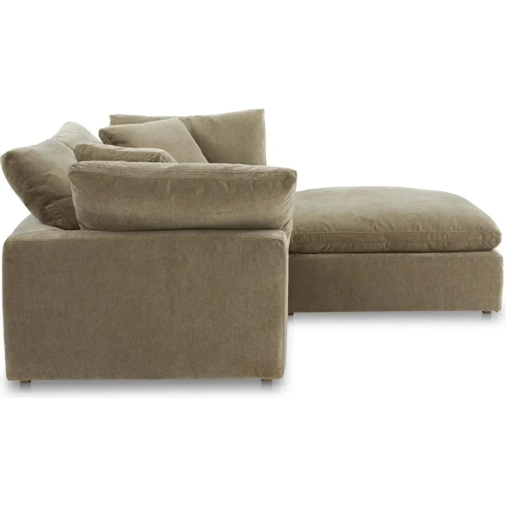 Clay Nook Performance Fabric & Wood Green Modular Sectional-Modular Sofas-Moe's Home-LOOMLAN