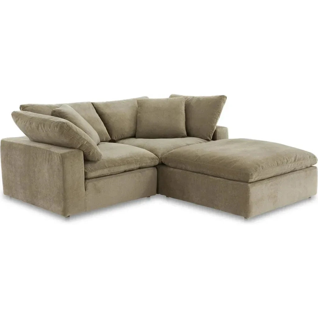 Clay Nook Performance Fabric & Wood Green Modular Sectional-Modular Sofas-Moe's Home-LOOMLAN