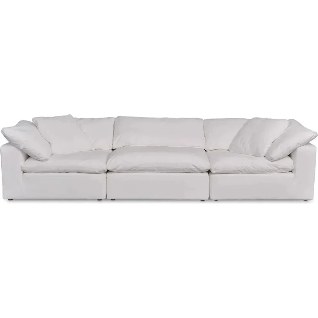 Clay Performance Fabric and Wood White Modular Sofa-Modular Sofas-Moe's Home-LOOMLAN