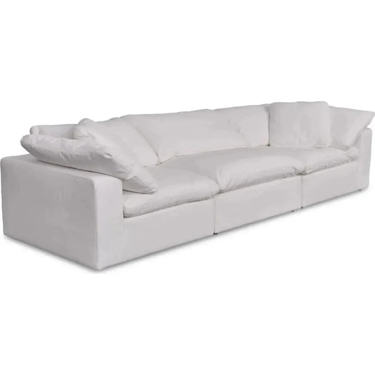 Clay Performance Fabric and Wood White Modular Sofa-Modular Sofas-Moe's Home-LOOMLAN