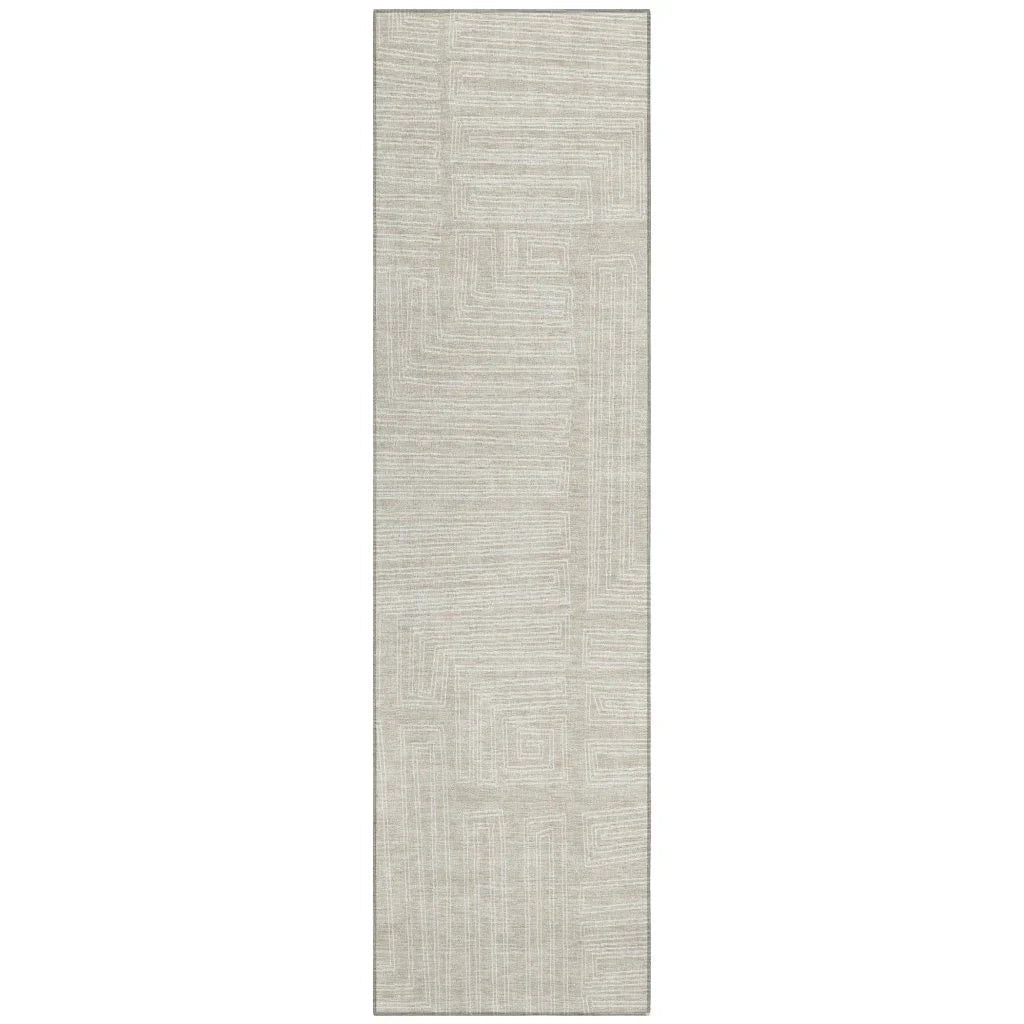 Clayra Beige Washable Indoor-Outdoor Rug-Outdoor Rugs-LOOMLAN Rugs-2'3" x 7'6"-LOOMLAN