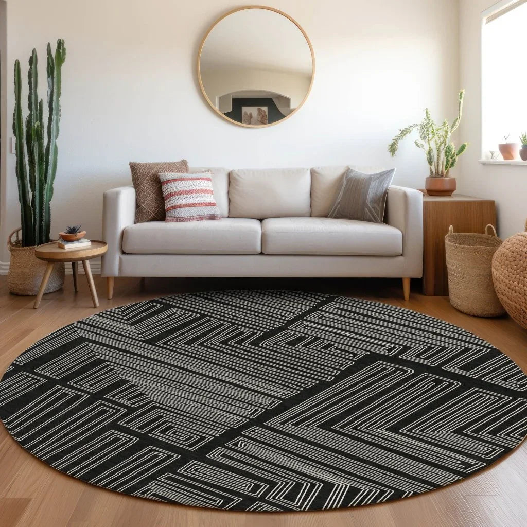 Clayra Black Washable Indoor-Outdoor Rug-Outdoor Rugs-LOOMLAN Rugs-LOOMLAN
