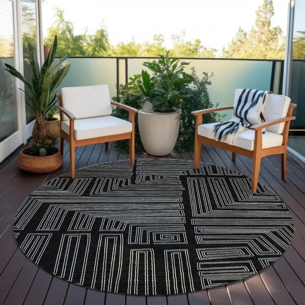 Clayra Black Washable Indoor-Outdoor Rug-Outdoor Rugs-LOOMLAN Rugs-LOOMLAN
